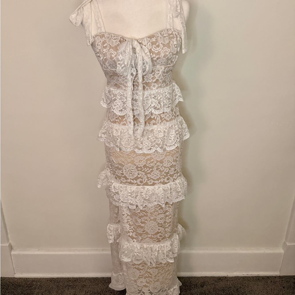 Show Me Your Mumu White Lace Maxi Dress